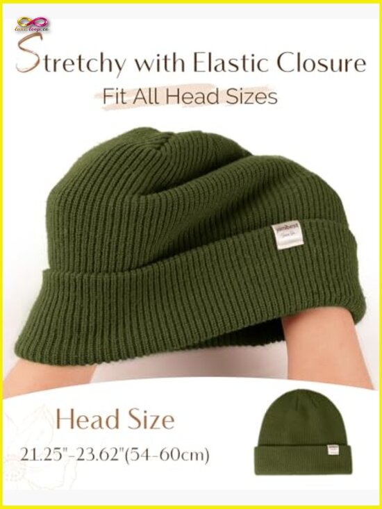 Satin Lined Knit Beanie Winter Hat Warm Cuffed Skull Cap Unisex main image 6